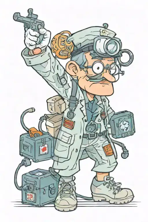 Cartoon Military Doctor Pulls Out