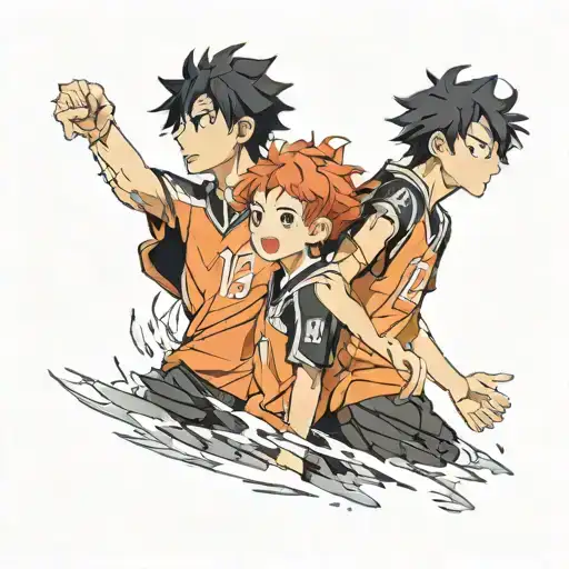 Black Curly Hair Boy Next To Short Red Haired Girl Haikyu