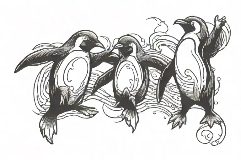 3 Macoroni Penguins Dancing Representing Friendship