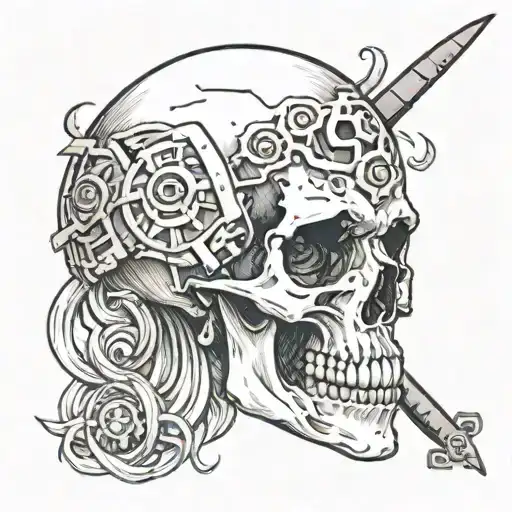 Skull With A Scar Shaped Like The Letter 'R' Integrated