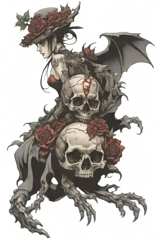 Female Blood Roses Skulls