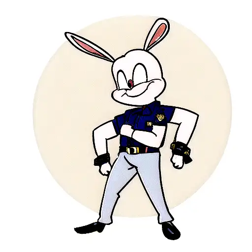 Bugs Bunny Dressed In Police Clothing With Handcuffs In One Hand And Keys In The Other