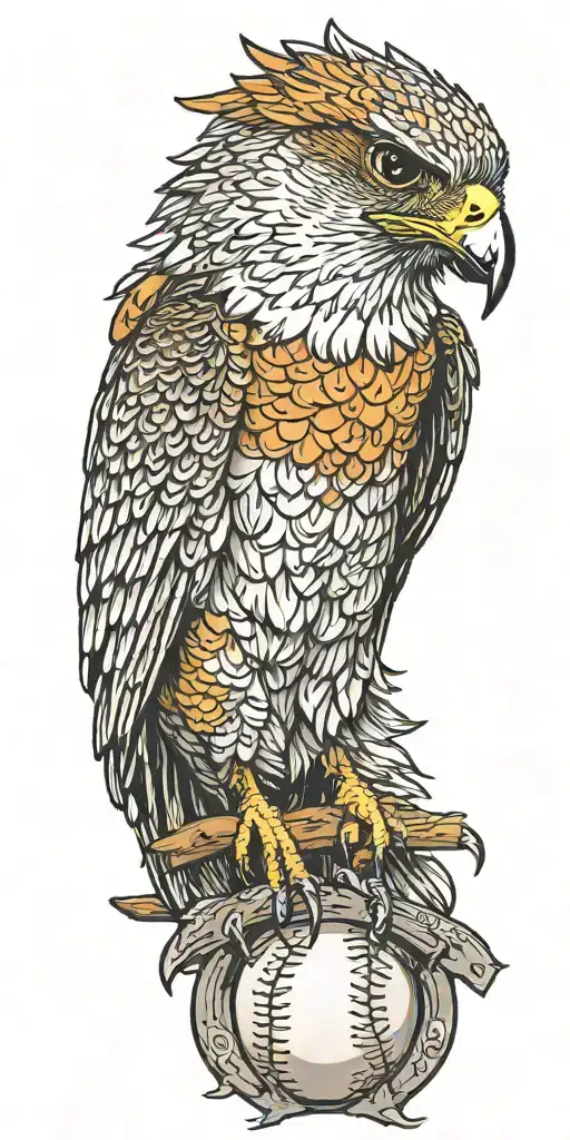 Falcon Wearing A Crown Sitting On A Giant Baseball Diamond