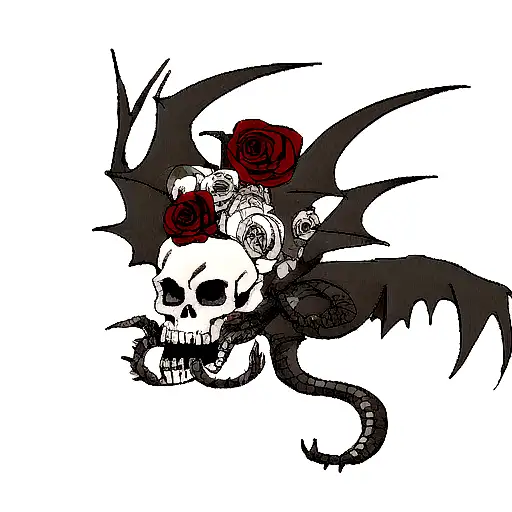 Drogon With Skull And Roses