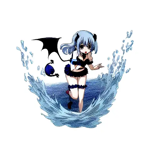 Blue Water Wawe With Demon