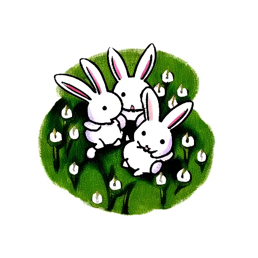 Bunnies And Lily Of The Valley