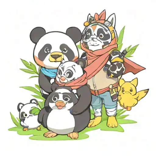 Duck Panda And Siba Inu