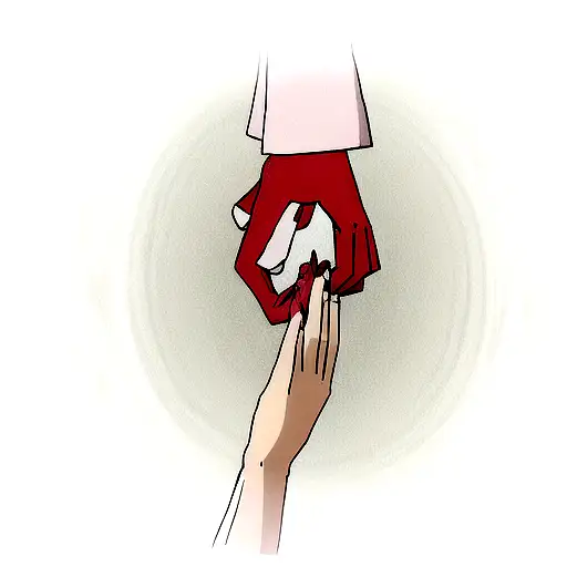 Bleeding Man Hand Holding His Daughter Hand