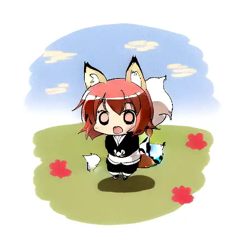 9 Tail Fox Chasing Its Tail-chibi