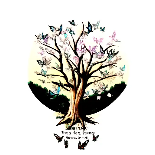 Tree Of Life With Butterflies