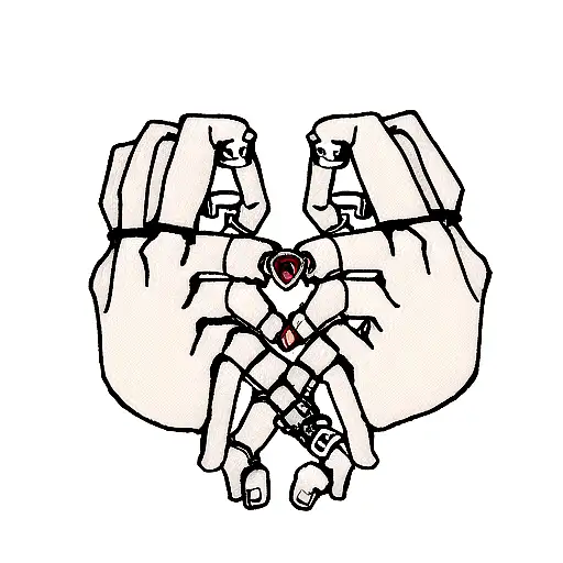 Skeleton Hand Wearing Rings Holding Human Heart