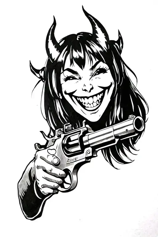 Gun Shooting Devilish Smile Face