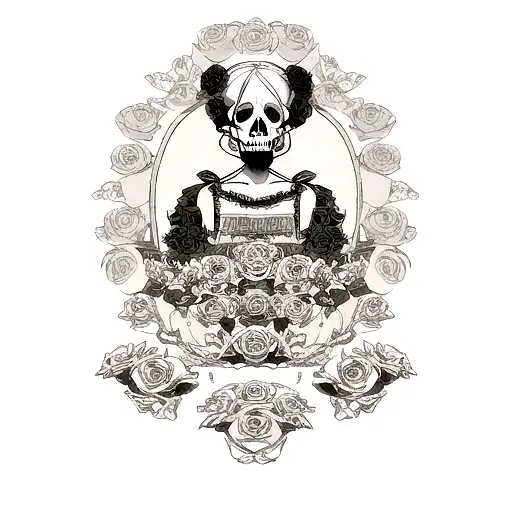 Skull With Roses In The Top