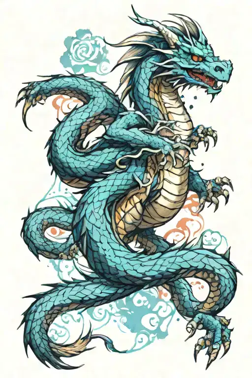 Dargon Line Print With Watercolour