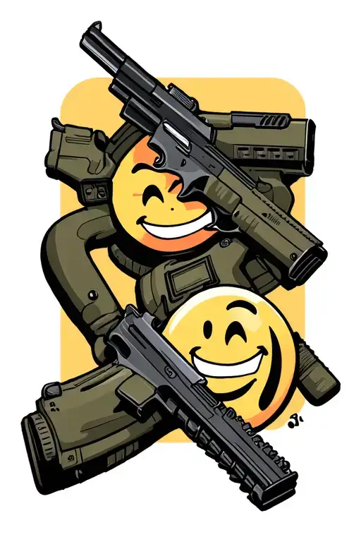 Gun Shooting Smile Face Laying Down Tactical Gear