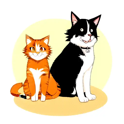 Orange Cat With A Border Collie