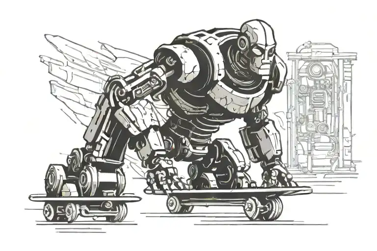 Rusted Iron Giant On Skateboard