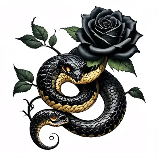 2-Headed Snake And A Black Rose