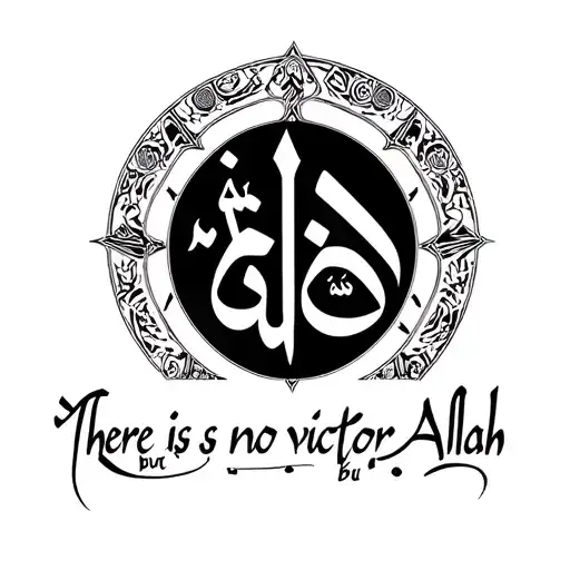 Arabic Caligraphy Tattoo Saying There Is No Victor But Allah