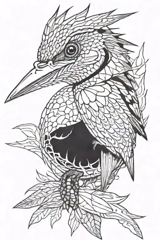 King Fisher Black Drawing Line