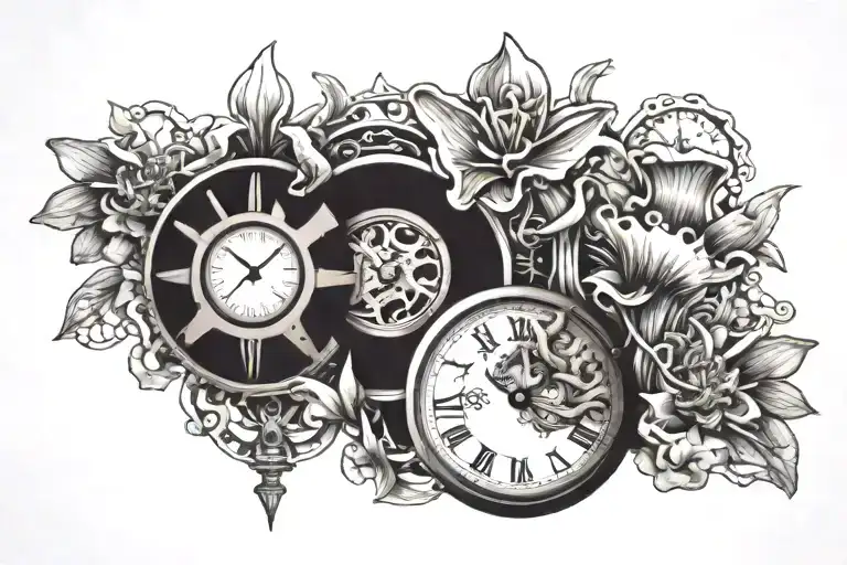 Clock With Mushrooms And Lilys