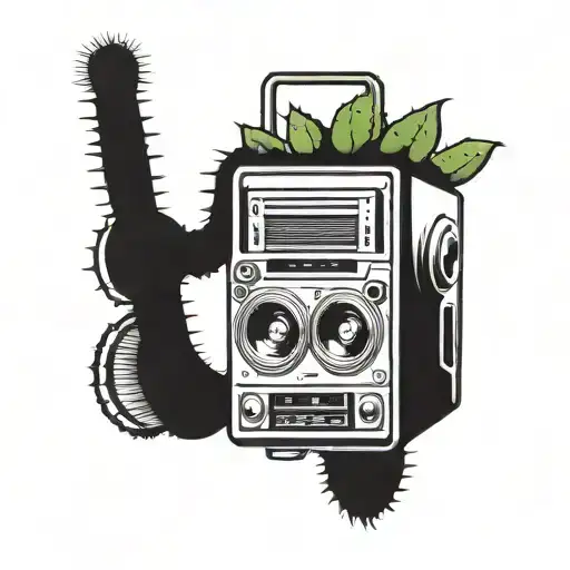 Strong Cactus With Boom Box