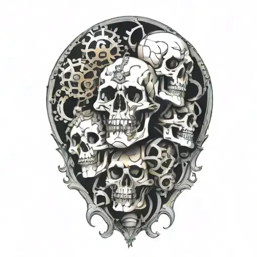 Skulls And Gears Forming The Shape