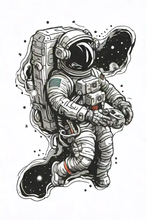 Astronaut Lost In Space Looking At Stars