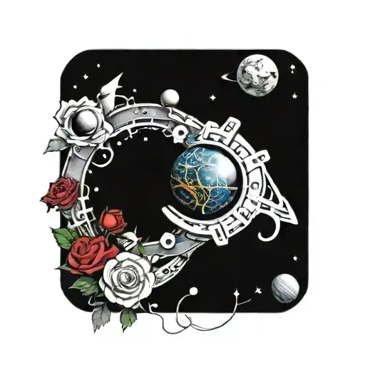Space Surrounded By Planets With Roses
