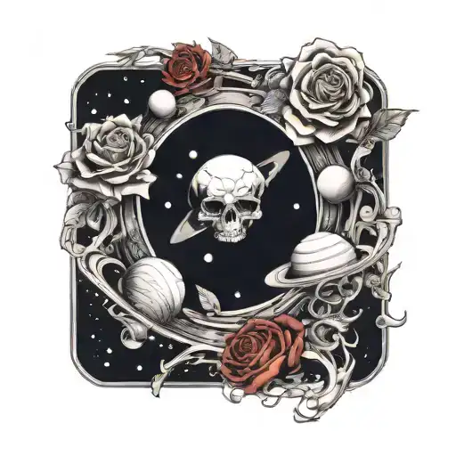Space Surrounded By Planets With Roses