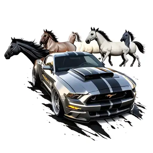 Mustang Gt Going With A Heard Of Mustang Horses