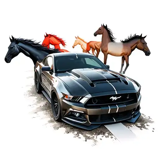 Mustang Gt Going With A Heard Of Mustang Horses