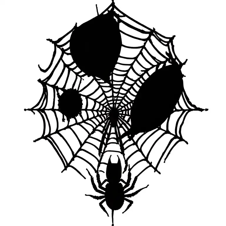 Spiderweb And Blackwidow Spider Weaving A Web