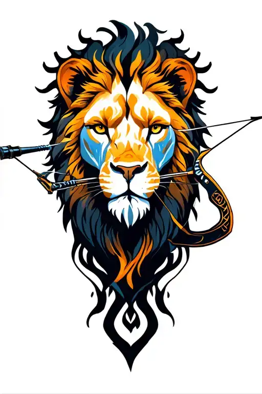 Sagittarius Archer Shooting Lion Head