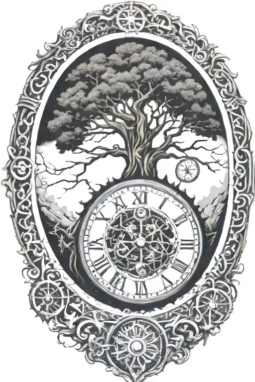 Tree Of Life And With A Wheel Of Time Piece That Don't Over Lap