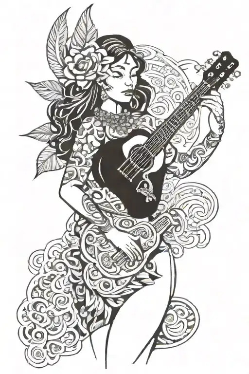 Hawaiian Goddess With Ukulele
