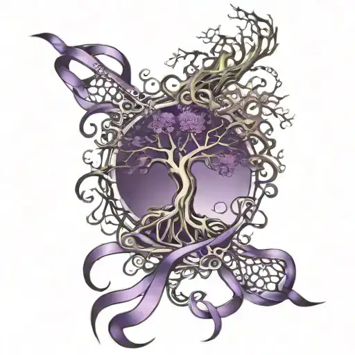 Tree Of Life And Purple Ribbon