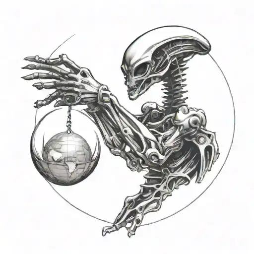 Alien In Space Watching Over Earth Globe