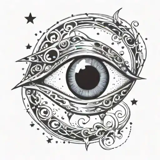 Evil Eye In Galaxy Filled With Stars