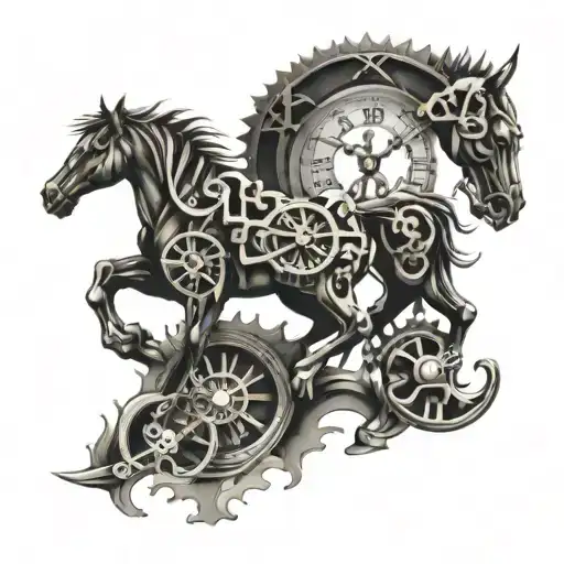 Roman Numeral Clock Horse