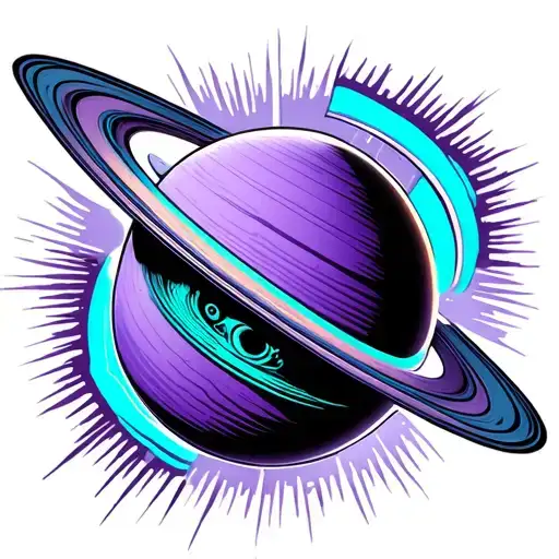 Saturn Planet What Is Acutela Style In Violet And Turquoise Colors