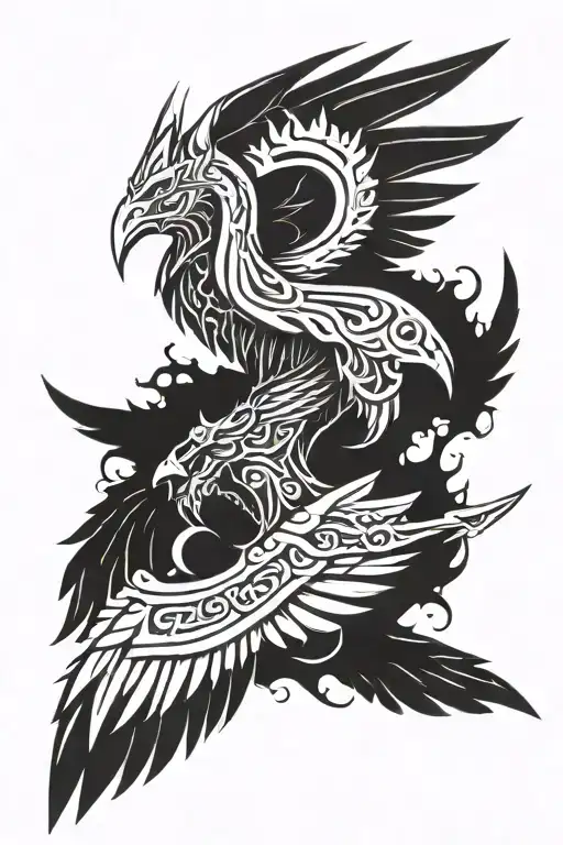 Odin Symbol With Valkeryie Wings