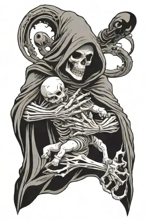 Grim Reaper Holding A Baby