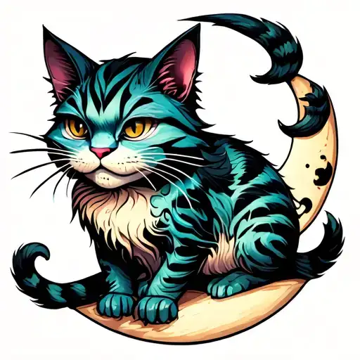 Friendly Cheshire Cat As The Moon