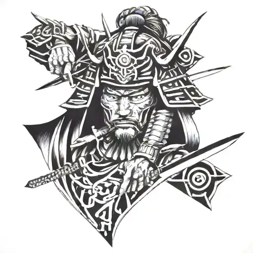Samurai With Straight Geometric Lines
