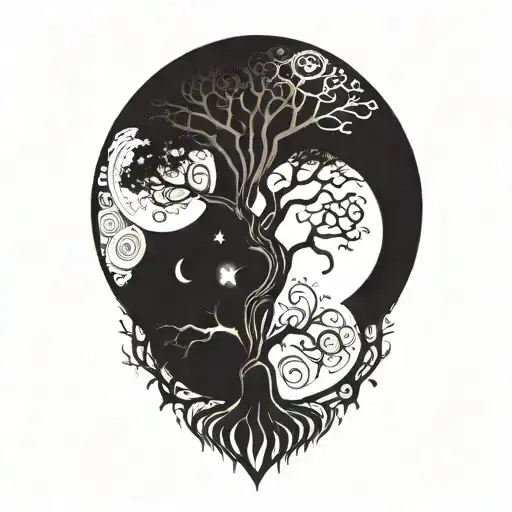 Tree Of Life With Day And Night Motifs