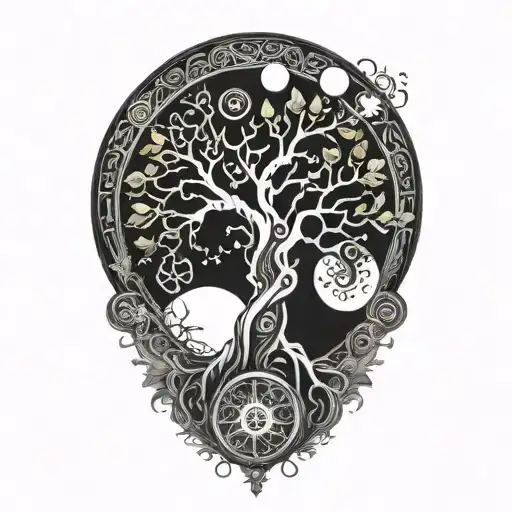 Tree Of Life With Day And Night Motifs