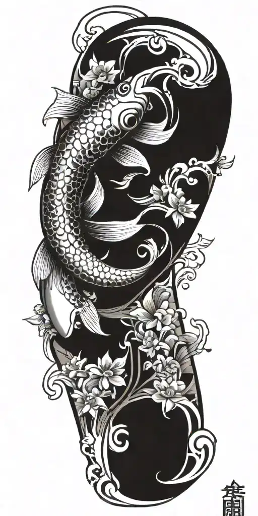 Traditional Japanese Koi Fish Tattoo Design