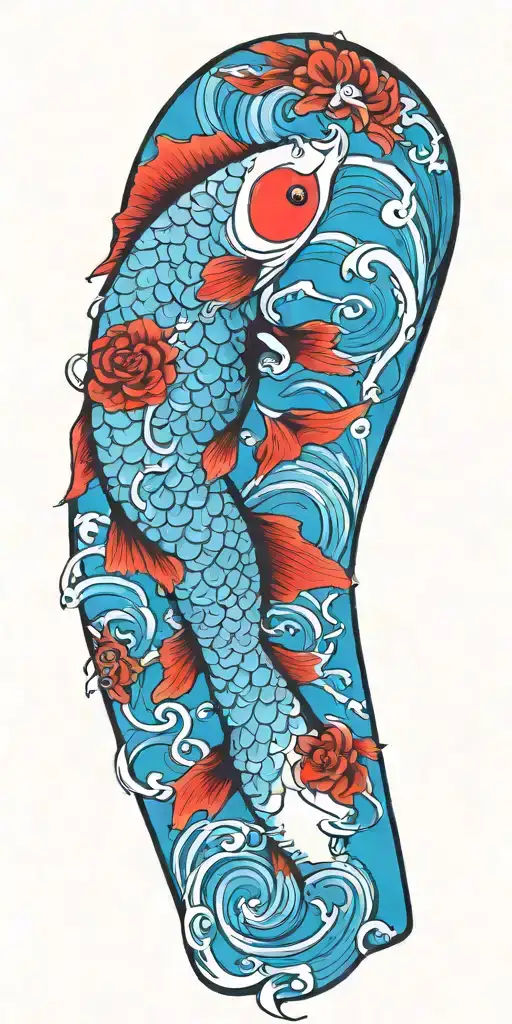 Traditional Japanese Koi Fish Tattoo Design