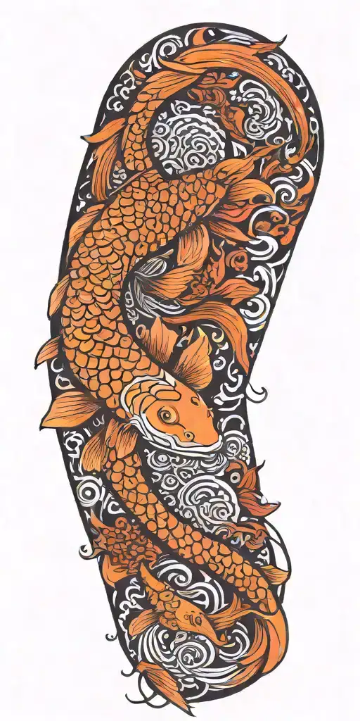 Traditional Japanese Koi Fish Tattoo Design